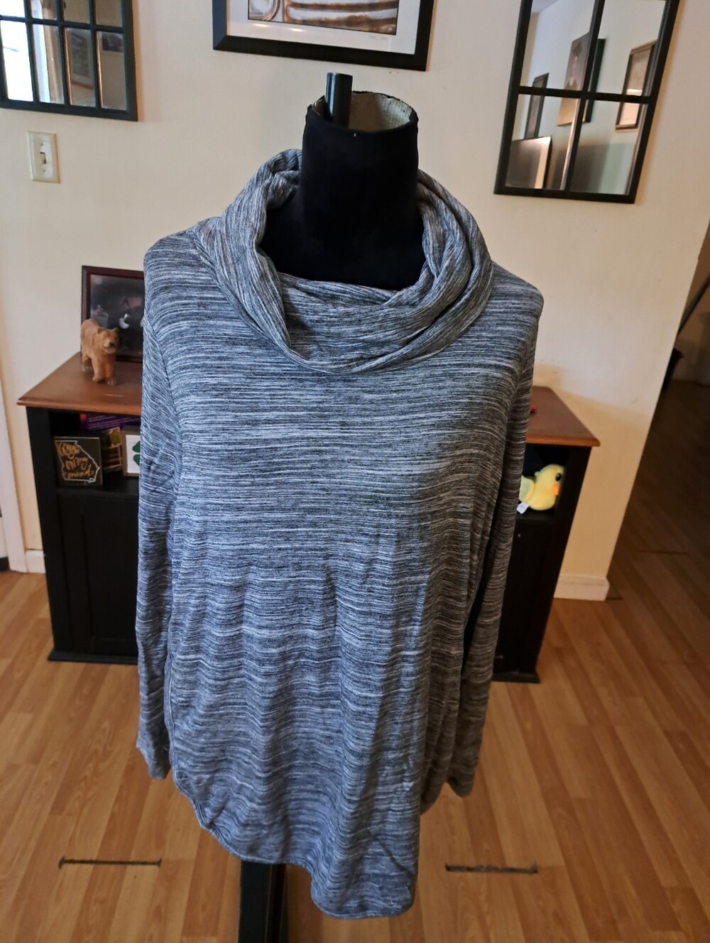Andrea Jovine Gray Space Dye Turtleneck Shirt Top 1X Pullover Top Long Sleeve